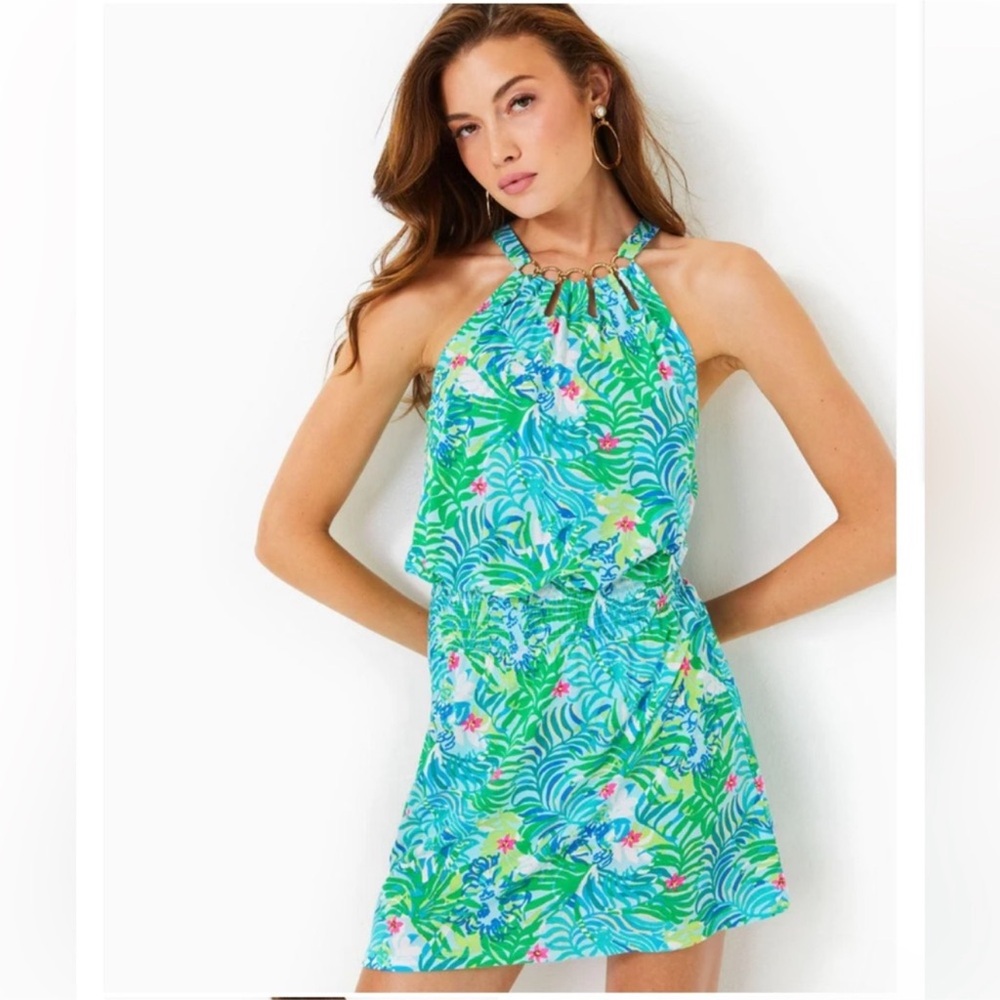 Lilly Pulitzer Multicolor Skirt with Pink and Green. Shirelle skirted romper.